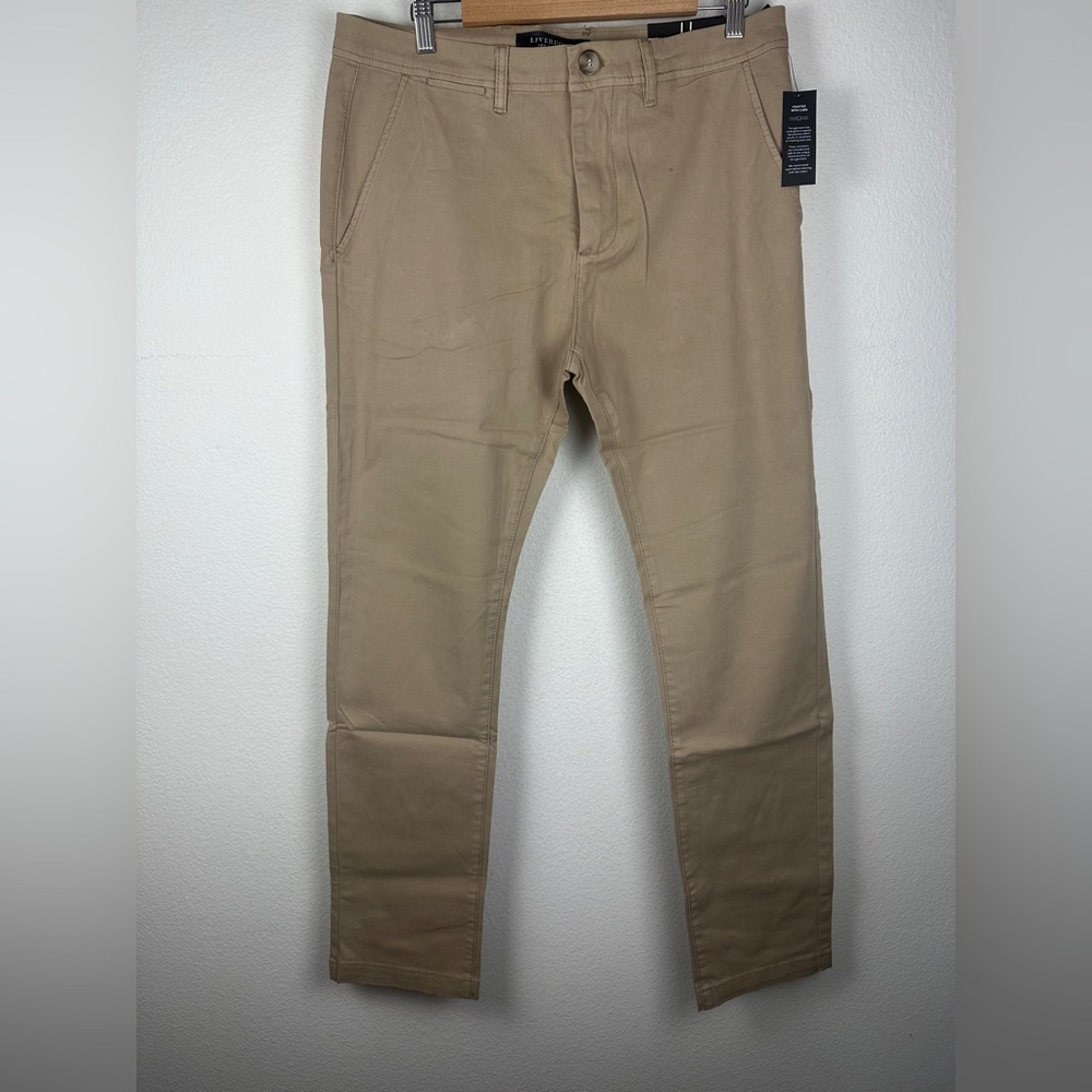 Liverpool Los Angeles Men’s Cotton Chino Khaki Pant Length 34 NWT - Select Width